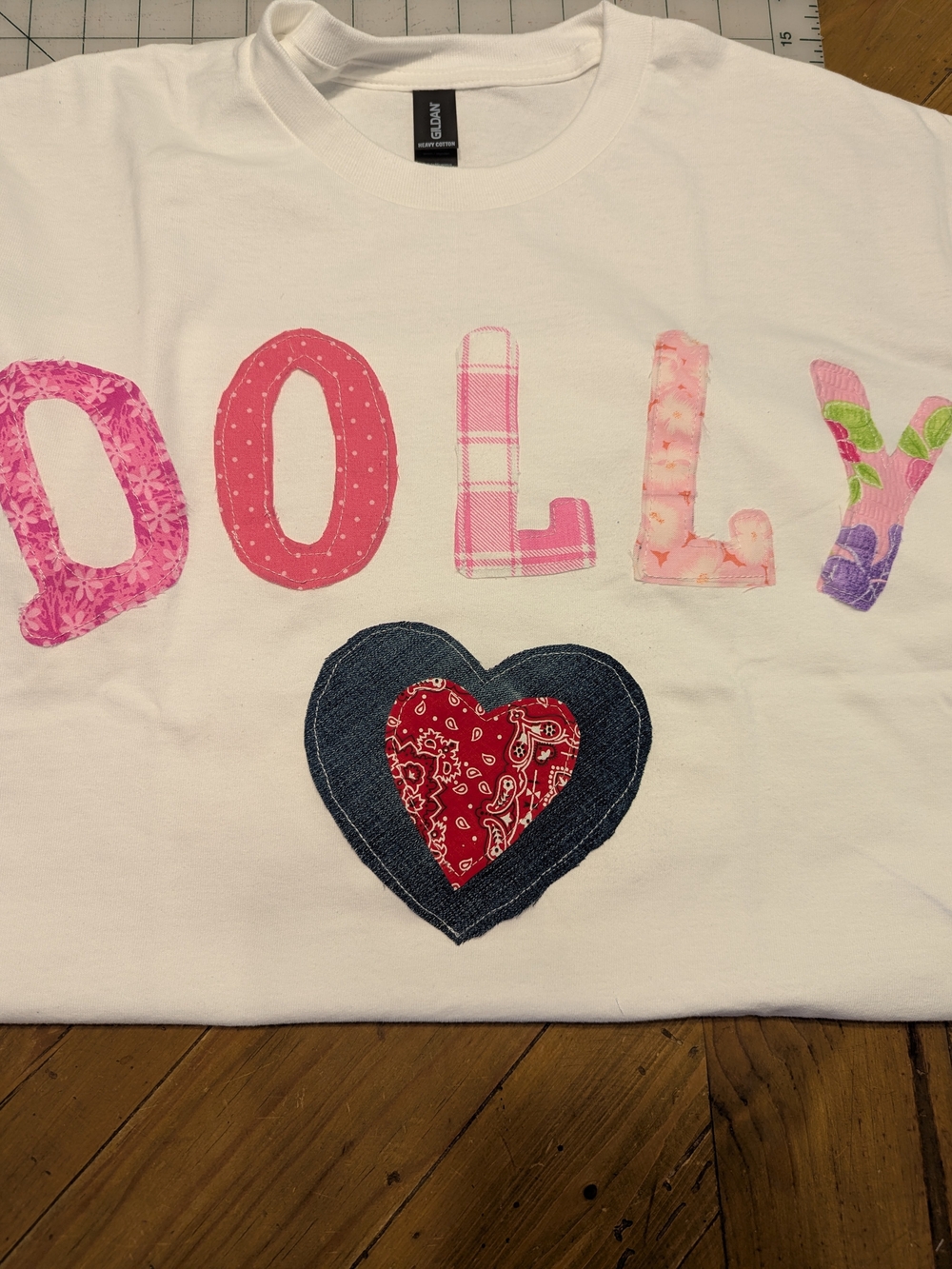 Dolly Appliqué Heart  T‑Shirt - Pink & White
